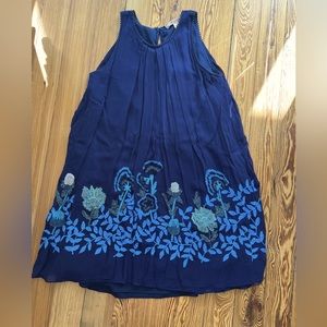 Anthropologie Tank Sleeveless Dress 6 Navy Aqua Detais